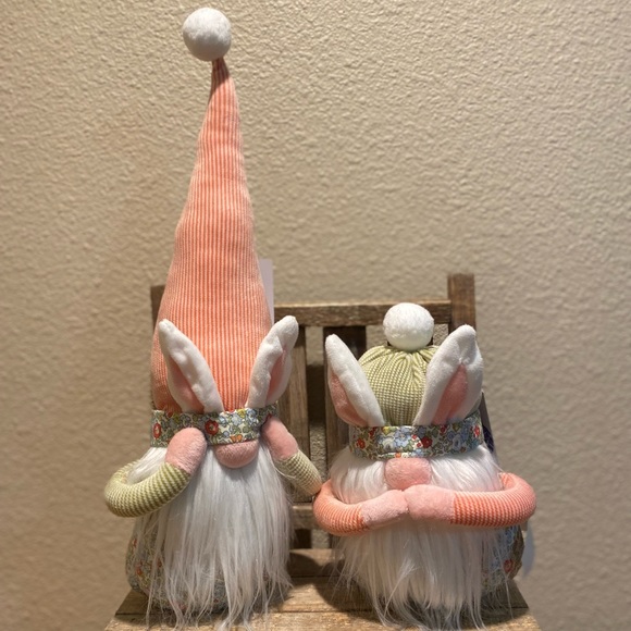 Spring Bunny Plush Gnomes Set Of 2, Spring Floral Gnomes, Bunny Gnomes - Picture 1 of 14